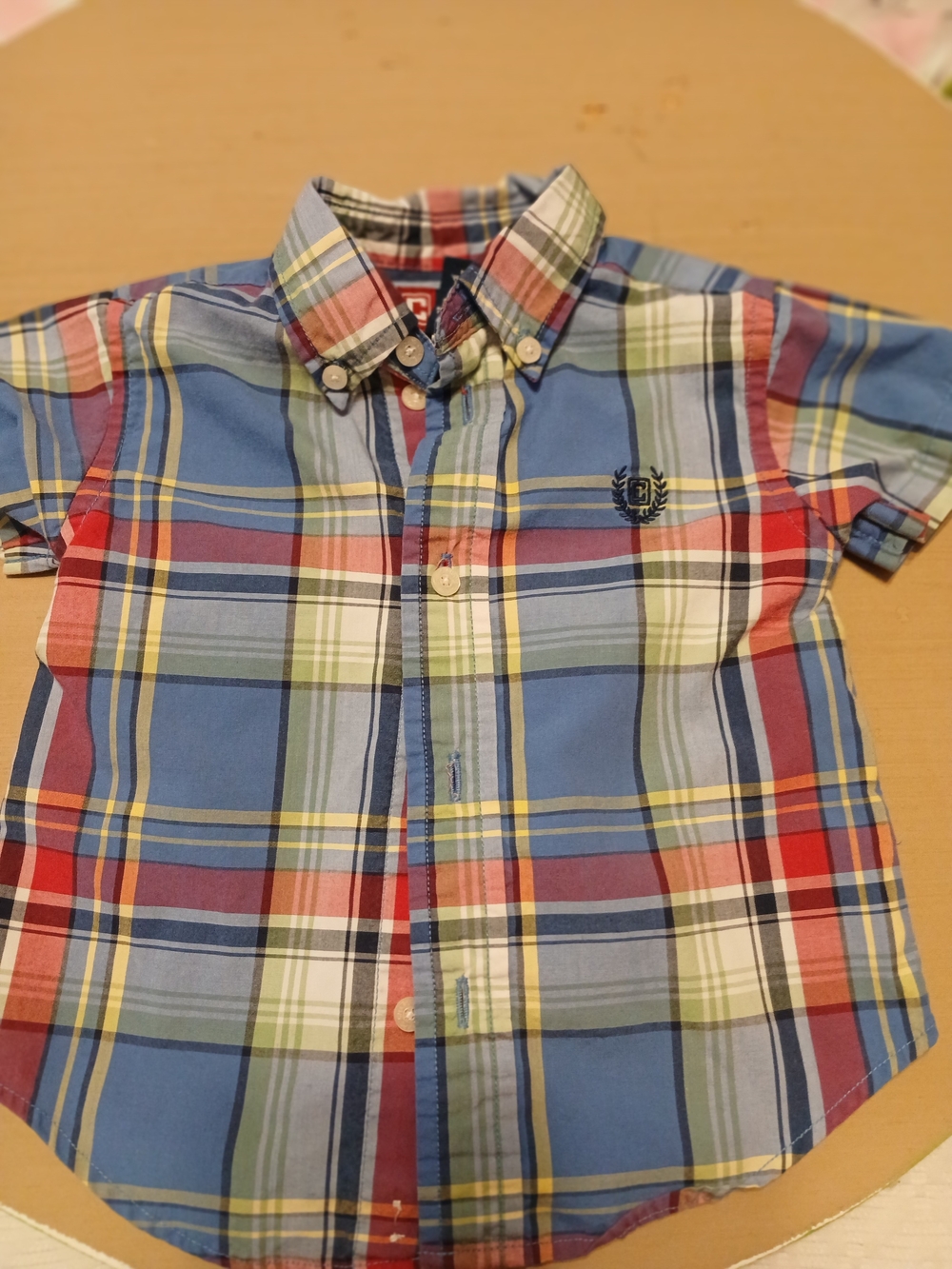 Chaps Plaid Button Down Shirt in Blue & Red Size 18M